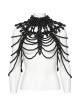Wild Black Multi Layer Pearl Stand Up Collar Skull Beads Gothic Style Adjustable Neck Cover