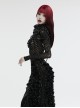 Wild Black Multi Layer Pearl Stand Up Collar Skull Beads Gothic Style Adjustable Neck Cover