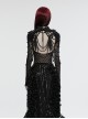 Wild Black Multi Layer Pearl Stand Up Collar Skull Beads Gothic Style Adjustable Neck Cover