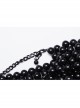 Wild Black Multi Layer Pearl Stand Up Collar Skull Beads Gothic Style Adjustable Neck Cover