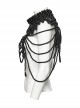 Wild Black Multi Layer Pearl Stand Up Collar Skull Beads Gothic Style Adjustable Neck Cover