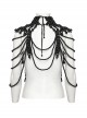 Wild Black Multi Layer Pearl Stand Up Collar Skull Beads Gothic Style Adjustable Neck Cover