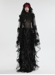 Black Light Feathers With Three Dimensional Rose Hem And Exquisite Lace Decoration Gothic Style Mesh Headdress