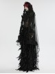 Black Light Feathers With Three Dimensional Rose Hem And Exquisite Lace Decoration Gothic Style Mesh Headdress