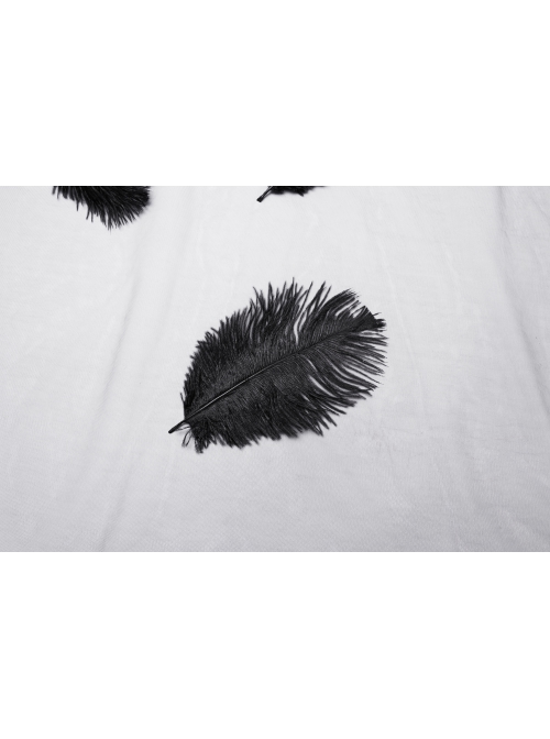 Black Light Feathers With Three Dimensional Rose Hem And Exquisite Lace Decoration Gothic Style Mesh Headdress