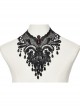 Exquisite Black And Red V Neck Symmetrical Front Center Three Dimensional Gemstone Pendant With Lace Design Gothic Style Noble Necklace