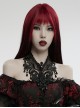 Exquisite Black And Red V Neck Symmetrical Front Center Three Dimensional Gemstone Pendant With Lace Design Gothic Style Noble Necklace