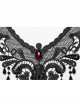 Exquisite Black And Red V Neck Symmetrical Front Center Three Dimensional Gemstone Pendant With Lace Design Gothic Style Noble Necklace