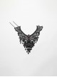 Exquisite Black And Red V Neck Symmetrical Front Center Three Dimensional Gemstone Pendant With Lace Design Gothic Style Noble Necklace