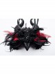 Handsome Black And Red Devil Horns Feathers And Gorgeous Tassels On The Side Gothic Style Devil Headdress