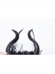 Handsome Black And Red Devil Horns Feathers And Gorgeous Tassels On The Side Gothic Style Devil Headdress