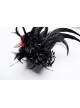 Handsome Black And Red Devil Horns Feathers And Gorgeous Tassels On The Side Gothic Style Devil Headdress