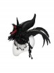Handsome Black And Red Devil Horns Feathers And Gorgeous Tassels On The Side Gothic Style Devil Headdress