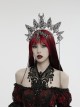 Exquisite Silver Metal Hollow Carving With Three-Dimensional Faceted Gemstone Gothic Style Headband Headdress