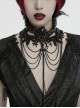 Black Delicate Lace With Metal Chain Front Cross Pendant Design Gothic Style Feather Necklace