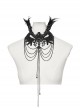 Black Delicate Lace With Metal Chain Front Cross Pendant Design Gothic Style Feather Necklace
