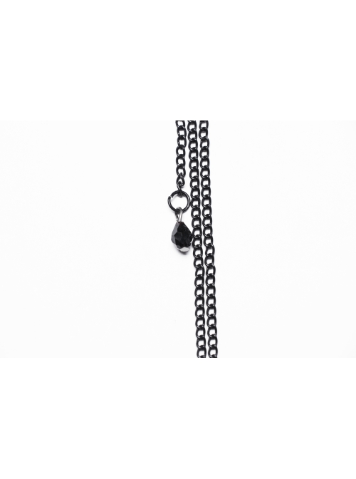 Black Delicate Lace With Metal Chain Front Cross Pendant Design Gothic Style Feather Necklace
