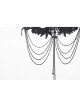 Black Delicate Lace With Metal Chain Front Cross Pendant Design Gothic Style Feather Necklace