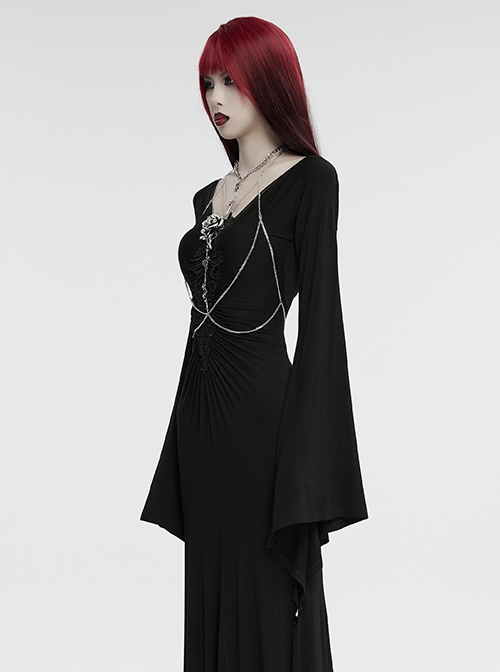 Silver Drape Alloy Chain Chest Thorn Rose Decoration Gothic Style Light Luxury Necklace