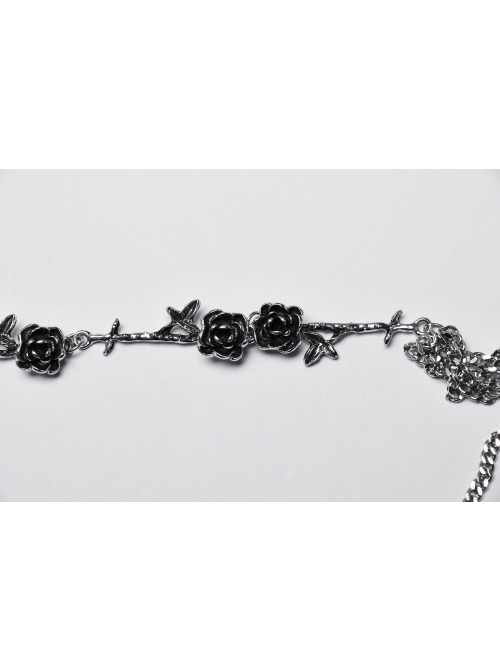 Silver Drape Alloy Chain Chest Thorn Rose Decoration Gothic Style Light Luxury Necklace