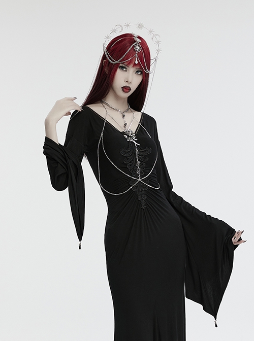 Elegant Silver Alloy Imitation Diamond Water Drop Pendant With Star And Moon Decoration Gothic Style Exquisite Headdress