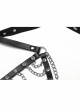 Silver And Black Halter Neck Spikes With Rivets Stitching Leather Fabric Metal Chain Decoration On The Chest Punk Style Sexy Chain Harness