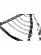 Silver And Black Halter Neck Spikes With Rivets Stitching Leather Fabric Metal Chain Decoration On The Chest Punk Style Sexy Chain Harness