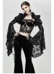 Black Gothic Adjustable Flocking Ribbons Decorated Lace Halter Corset