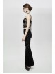 Black Gothic Adjustable Flocking Ribbons Decorated Lace Halter Corset