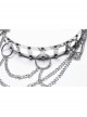 Silver Metal Electroplated Square Hollow With Rivet Design Punk Style Chain Belt