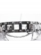 Silver Metal Electroplated Square Hollow With Rivet Design Punk Style Chain Belt