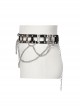 Silver Metal Electroplated Square Hollow With Rivet Design Punk Style Chain Belt