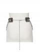 Silver Metal Electroplated Square Hollow With Rivet Design Punk Style Chain Belt