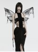 Black Wavy Mesh Fabric Messy Mesh Cotton Embellished Gothic Elastic Butterfly Wing Harness