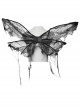 Black Wavy Mesh Fabric Messy Mesh Cotton Embellished Gothic Elastic Butterfly Wing Harness