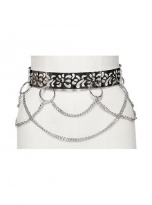 Personalized Silver Metal Electroplated Hollow Petals With Openable Gothic Style Chain Belt