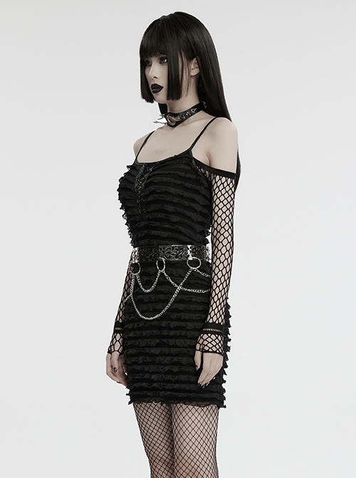 Personalized Silver Metal Electroplated Hollow Petals With Openable Gothic Style Chain Belt