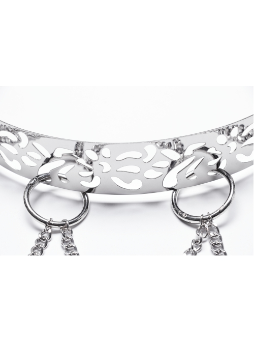 Personalized Silver Metal Electroplated Hollow Petals With Openable Gothic Style Chain Belt