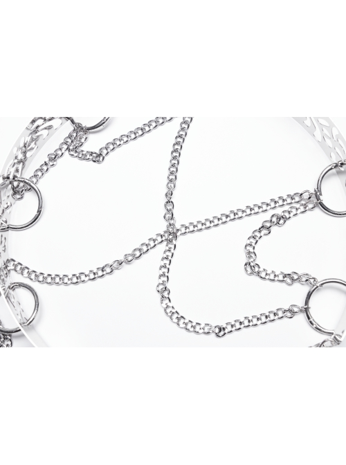 Personalized Silver Metal Electroplated Hollow Petals With Openable Gothic Style Chain Belt
