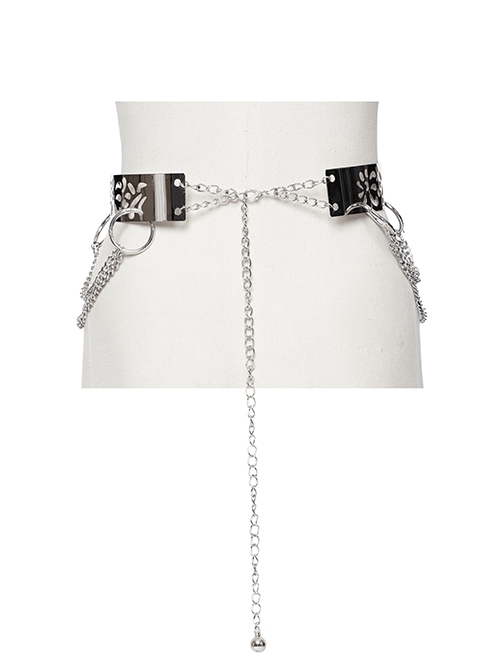 Personalized Silver Metal Electroplated Hollow Petals With Openable Gothic Style Chain Belt