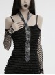 Black Soft Imitation Silk Comfortable Spider Web Print With Three Dimensional Skull And Butterfly Decoration Punk Style Tie