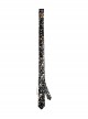 Black Soft Imitation Silk Comfortable Guitar Pattern Print With Metal Chain Decoration Punk Style Tie