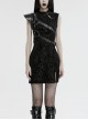 Handsome Black Eco Friendly Imitation Leather Armor With Spiked Rivets Punk Style Adjustable Single Arm Shoulder Harness