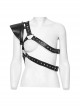 Handsome Black Eco Friendly Imitation Leather Armor With Spiked Rivets Punk Style Adjustable Single Arm Shoulder Harness