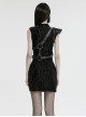 Handsome Black Eco Friendly Imitation Leather Armor With Spiked Rivets Punk Style Adjustable Single Arm Shoulder Harness