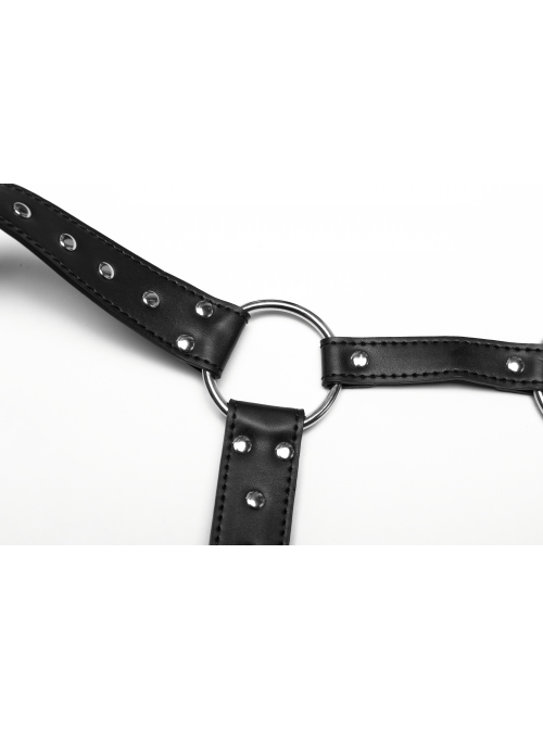 Handsome Black Eco Friendly Imitation Leather Armor With Spiked Rivets Punk Style Adjustable Single Arm Shoulder Harness