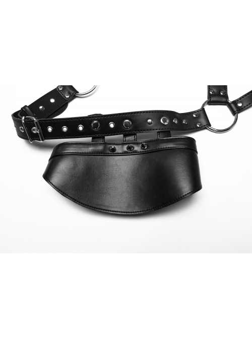 Handsome Black Eco Friendly Imitation Leather Armor With Spiked Rivets Punk Style Adjustable Single Arm Shoulder Harness