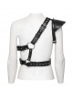 Handsome Black Eco Friendly Imitation Leather Armor With Spiked Rivets Punk Style Adjustable Single Arm Shoulder Harness