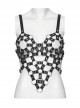 Sexy Black Eco Friendly Imitation Leather Three Dimensional Heart Hollow Design With Adjustable Back Straps Punk Style Vest