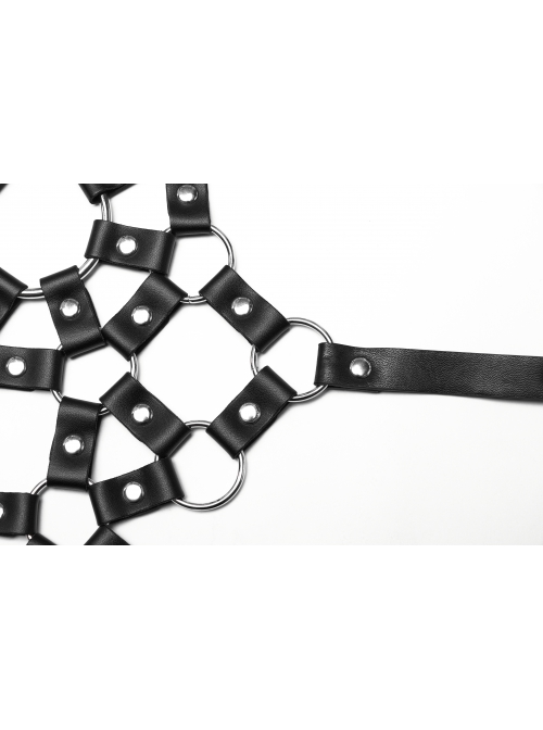 Sexy Black Eco Friendly Imitation Leather Three Dimensional Heart Hollow Design With Adjustable Back Straps Punk Style Vest